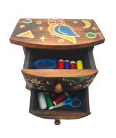 SusggO - Buho Mini cajonera Madera para Poner sobre la Mesa con 2 cajones. Costurero Joyero Organizador de Escritorio. Almacenaje Artesania Decoracion Multiusos Hogar Buho DE LA Suerte - details 2