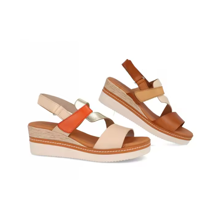 540 - DIGO DIGO SANDALIAS DE CUÑA   COLORES : CUERO , BEIGE ,   TALLAS : 35 AL 41  CORTE EXTERIOR : PIEL  FORRO INTERIOR : PIEL  PLANTILLA : PIEL / GEL  ALTURA TACÓN / CUÑA : 5,5 CM.  PISO : SINTÉTICO - 1