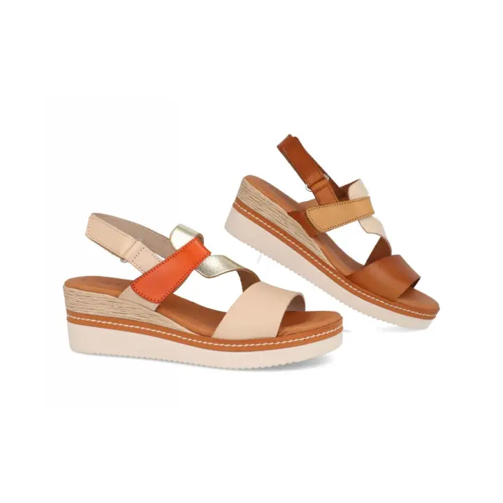 540 - DIGO DIGO SANDALIAS DE CUÑA   COLORES : CUERO , BEIGE ,   TALLAS : 35 AL 41  CORTE EXTERIOR : PIEL  FORRO INTERIOR : PIEL  PLANTILLA : PIEL / GEL  ALTURA TACÓN / CUÑA : 5,5 CM.  PISO : SINTÉTICO - 1