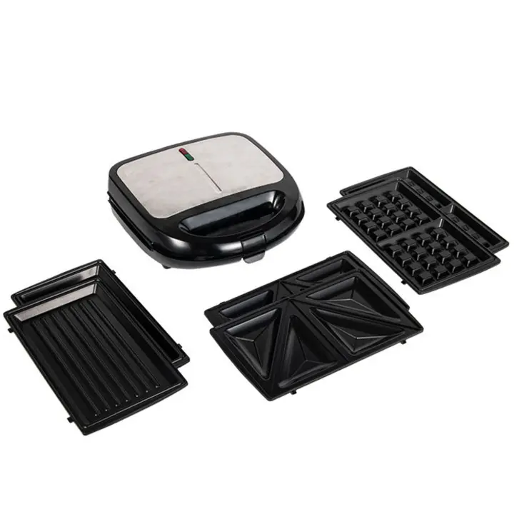 Sándwichera, Gofrera y Grill Eléctrico 3 en 1 LoLek | 750W de Potencia | Placas Intercambiables y Antiadherentes | Fácil de Limpiar y Almacenar | Indicador Luminoso de Encendido | Diseño Compacto para Cocina | Prepara Sándwiches, Gofres y Parrilladas 🥪🧇 - 1