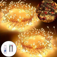 Guirnalda De Navidad LED 3.5/5M Con Luz De Estrella Y Remoto USB Foco De Fierro Con Cable De Cobre Luces De Fiesta En Cadena - details 0