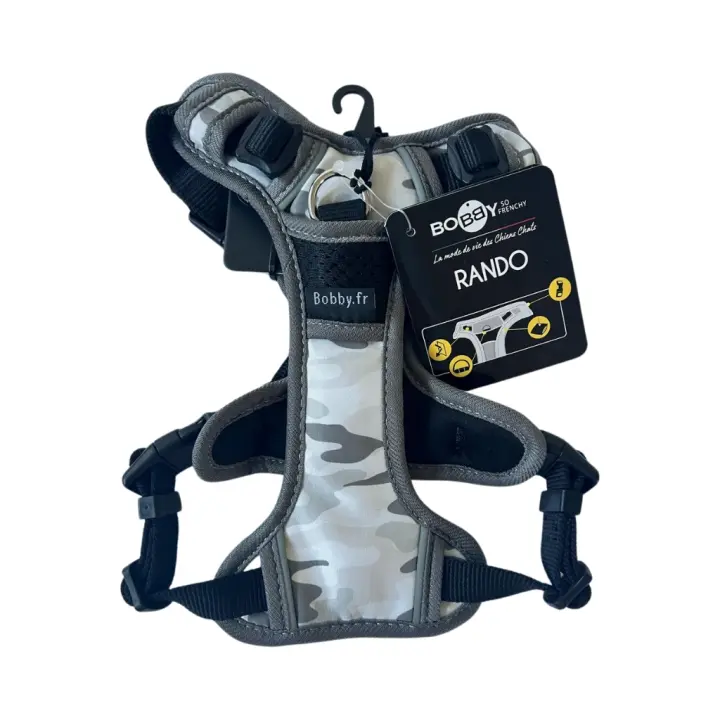 BOBBY - Rando - Arnés Camuflaje Gris para Perros de 4 a 20 kg - 1