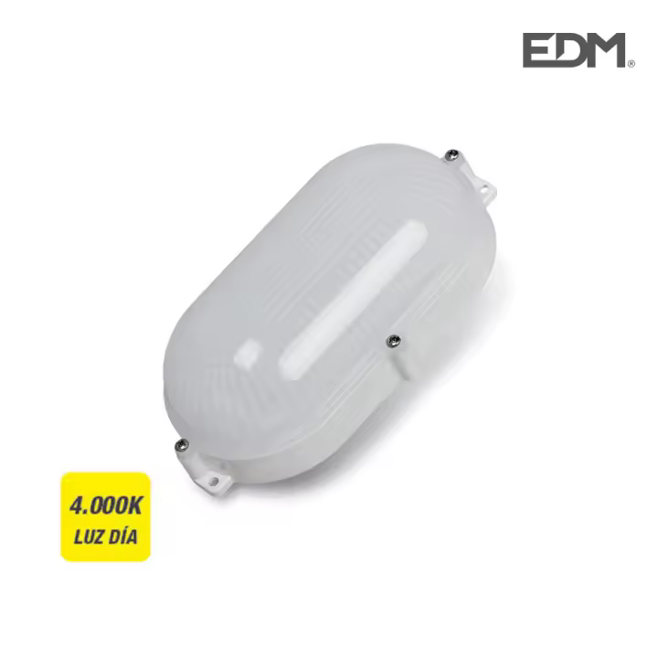 Aplique exterior led oval 9w ip65 4000k 22x12x6cm luz dia edm - 1