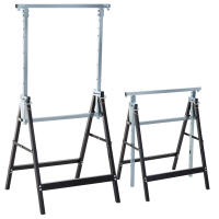 HOMCOM Set de 2 Caballetes Telescópicos Plegables con Altura Ajustable Caballetes de Sierra de Acero para Mesa y Trabajo de Bricolaje Carga 200 kg 68x58x80-130 cm - details 0