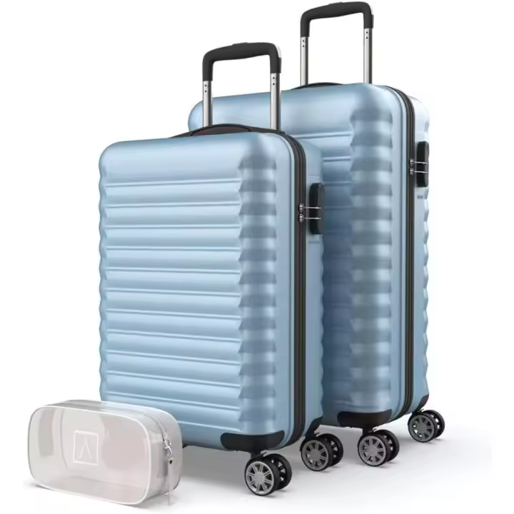 Juego de Maletas Rígidas 3pzs. Maleta Cabina 53cm, Maleta Mediana 63cm y Neceser. Set de Maletas de Viaje ABS Eco Friendly, 4 Ruedas Dobles, Resistentes, Ligeras y Seguras (Verde) - 1
