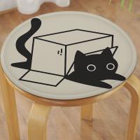 Cojín Redondo Para Silla De Comedor Con Cordón Gato Negro Decorativo Moderno Para Oficina Y Hogar Tamaño 40x40cm/45x45cm/50x50cm - details 11