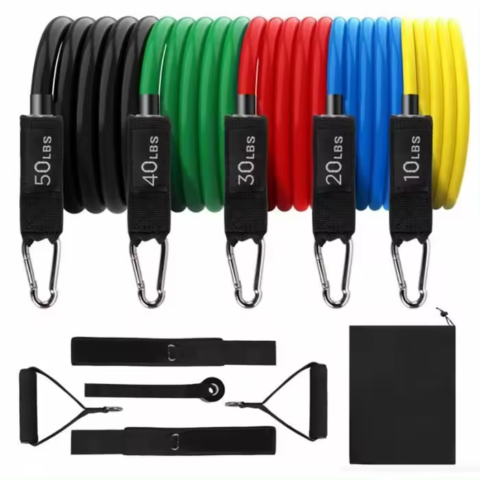 Bandas de Resistencia para Ejercicios, juego de bandas de Resistencia con Asas de espuma y Correas para tobillos para Gimnasio y yoga - 1