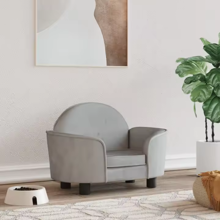 vidaXL Cama para perros de terciopelo gris claro 66x40x45 cm - 1