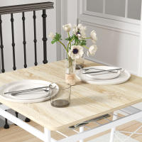 HOMCOM Conjunto de Mesa y Sillas de Comedor de 3 Piezas Mesa de Cocina con 2 Sillas sin Brazos Mesa Rectangular con Estante Abierto Estructura de Acero Blanco y Roble - details 3