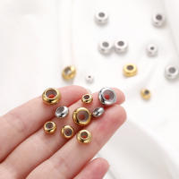 10pcs De Cuentas De Acero Inoxidable Para Ajuste Con Anillo Antideslizante De Silicona Cuentas De Espaciador Dorado Para Fabricación De Joyas DIY - details 6