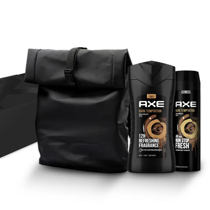 Axe Caja Regalo Dark Temptation: Desodorante 200ml x2, Gel de Ducha 250ml x1, Mochila x1 - 1