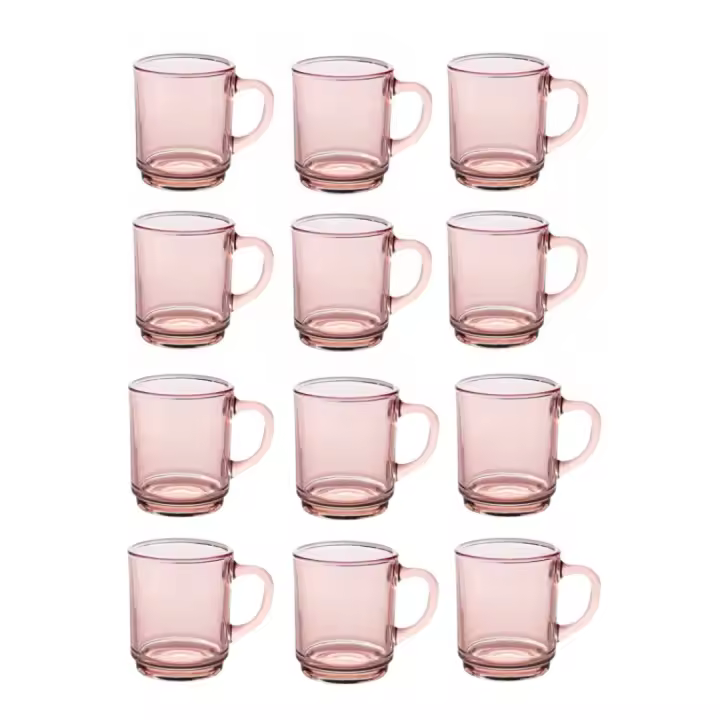 STARLEY-Duralex Taza mug Versallles 260 ml,Juego de 12 Tazas con Asa Vidrio,Rosa,Azul,Verde - 1