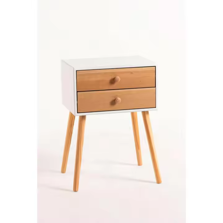 Mesita Olik 2 Cajones - Madera Natural - 1