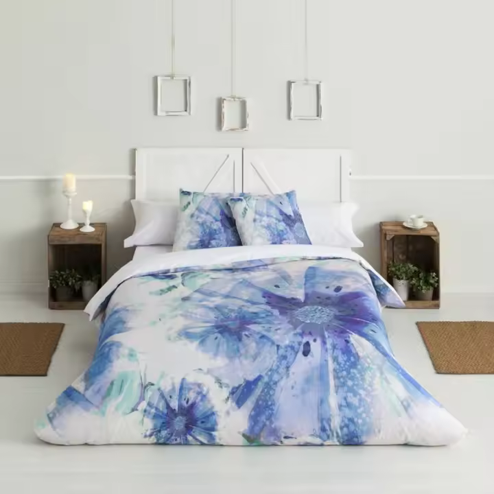 Hosteline - Juego de funda nórdica Hosteline BATIK Azul Cama de 135 3 Piezas - 1