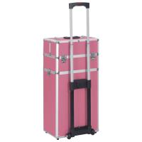 vidaXL Maletín trolley de maquillaje de aluminio rosa - details 3