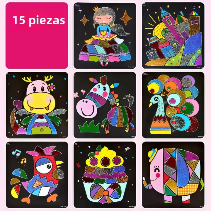 15pcs/20pcs Pegatinas Mágicas Brillantes Para Niños DIY Adhesivo Colorido De Artesanía Manual Creación De Arte Y Regalo Para Niños - 1