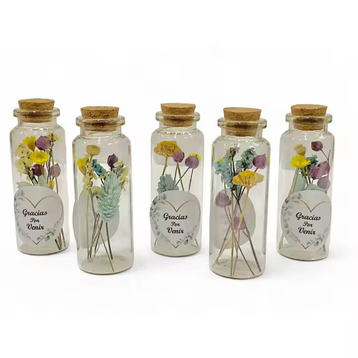 Lote de 10 Marcasitios con flores naturales secas y preservadas - regalos para invitados de boda, aniversarios, bautizos, comuniones: Recuerdo de boda, comunión, bautizo, aniversarios - 1