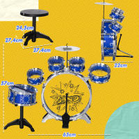 AIYAPLAY Batería Infantil con Taburete Batería para Niños de +3 Años con Tambores Bombo Platillo Pedal y Baquetas Diseño con Tema de Estrellas 65x22x57 cm - details 2