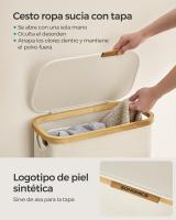 Cesto de Ropa Sucia con Tapa 65L, Plegable, Forro de Malla Extraíble, Tejido Oxford, Asas de Bambú, 42x22.5x70.5 cm - details 5
