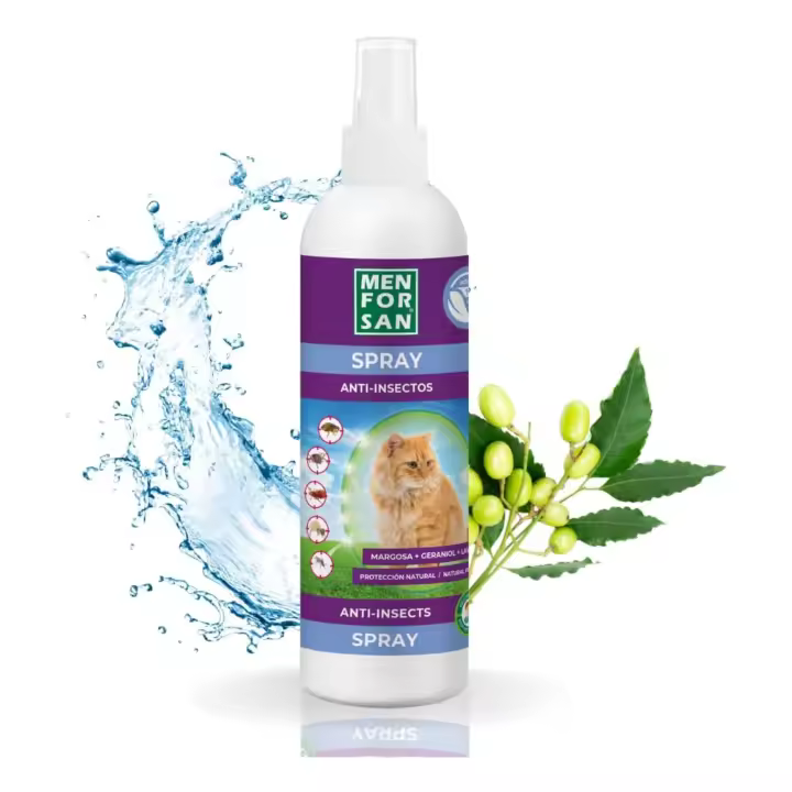 Menforsan Spray Ati Insectos para gatos 250ml - con margosa, geraniol y lavandino - Repelente de Insectos en Gatos - Insectifugo - 1