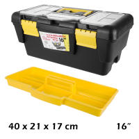 Caja de Herramientas Grande 40 cm 16" Plástico con Bandeja Interior y 7 Compartimentos Organizadores en la Tapa. Maletín de Plástico 16" Resistente y Práctico para Taller, Hogar o Profesional - details 0