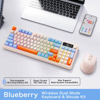 Teclado De Juego Inalámbrico FreeWolf M96 Con Pantalla Modo Dual Bluetooth Multidevice Ergonómico Para Desktop Laptop Tablet - details 4