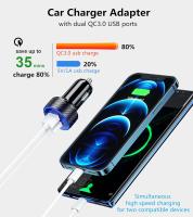 Cargador de coche, adaptador de Cargador de coche USB rápido de Doble Puerto QC3.0, Cargador de teléfono de Coche de carga rápida de 36 W/3 A with LED Azul and interruptor tácil to appará teléfono, galaxia - details 0