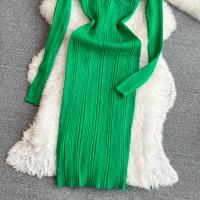 Vestido De Encaje Con Manga Larga Para Mujer Ropa De Fiesta Retro O-Neck Ajustado Estilo Coreano Poliéster Mid-Calf - details 46