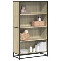 vidaXL Estantería madera de ingeniería 80,5x35x139 cm en color Roble ahumado/Negro/Marrón roble y más | almacenamiento funcional diseño moderno para baño dormitorio sala - details 4