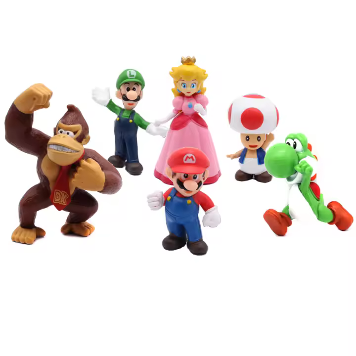 Set De 6 Figuras De Acción PVC Super Mario Bros Luigi Yoshi Donkey Kong Set De Juguetes Para Niños Regalos De Cumpleaños - 1