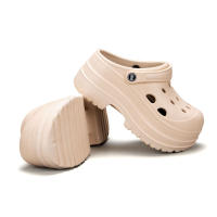 Sandalias De Tacones Altos Para Mujer Verano Cuña Plataforma Cerrada Antideslizante Suela Gruesa EVA Color Negro Blanco Caqui - details 4