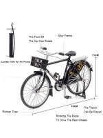 Modelo De Bicicleta Retro De Aleación a Escala 1/10 Con Ruedas De Goma Para Niños Juguetes De Coches Y Bicis De Metal Regalo Para Fiestas - details 4