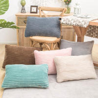 Funda De Cojín Rectangular De Flanela Corduroy Para Sofá Y Silla Estilo Solido Y Rayado Tamaño 30x50cm Cubierta De Almohada - details 25