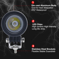 Luz De Trabajo LED Para Coche 10W 2'' Spots/Flood Para Offroad 12v 24v Moto 4x4 ATV Luz Antiniebla Para Motocicleta Y ATV - details 2