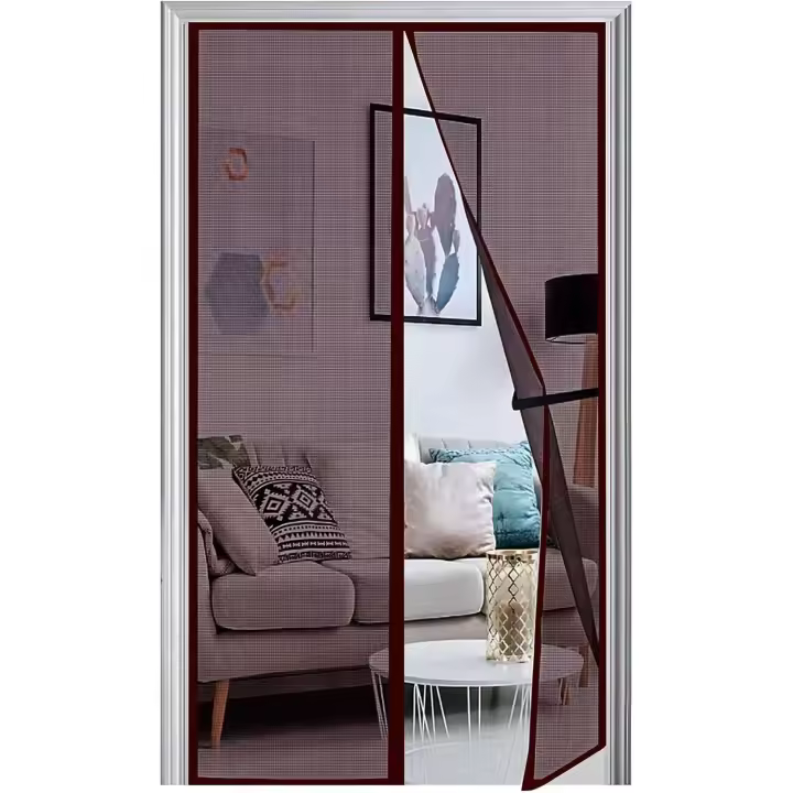 Fly Screen Balcony Door Magnetic 85 x 195 cm, 2024 Reinforced Fly Curtain, Patio Door, Magnets Door, No Drilling, Fly Net, Balcony Insect Protection Door, Magnetic Mosquito Net Curtain, Brown - 1