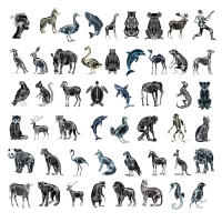 50PCS Pegatinas Creativas De Esqueleto X-Ray Negro Y Blanco Para Portátil Libros Y Móvil Decorativas De Plástico Estilo Europeo Y Americano - details 3