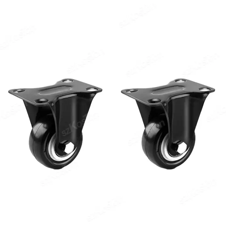 Ruedas Giratorias Negras De Alta Resistencia Para Muebles 2 Piezas 1.5 Pulgadas Y 2 Pulgadas Freno Plano Material PP Para Silla De Oficina Y Mobiliario - 1