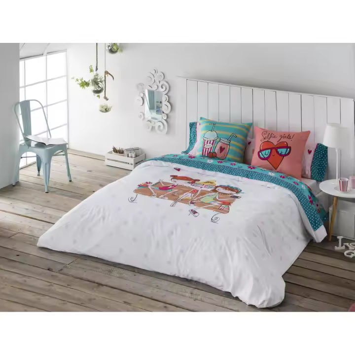 JVR - Funda nórdica juego de 2 piezas modelo SELFIE - Tejido 100% Algodón - Estampado digital - Fabricado en España - Cama 90/105/135/150/160/180 - 1