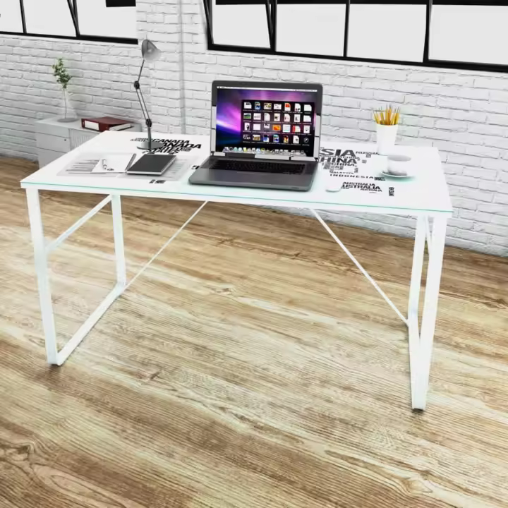 vidaXL Escritorio rectangular con impresión de mapa en color Blanco/Multicolor | estructura resistente ideal para salón dormitorio o estudio - 1