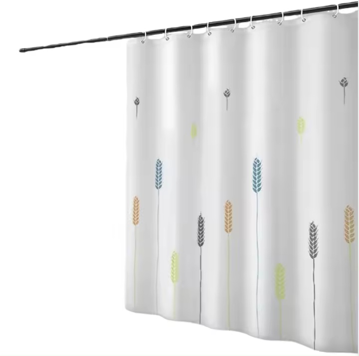 Poliéster Impermeable Cortina Bañera con 12 Ganchos para Ducha y Baño 180x200CM - 1