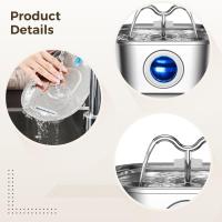 Fuente de agua para mascotas de acero inoxidable, dispensador de agua automático de 3,2 L, cuenco de agua silencioso, bandeja de filtro, con ventana de nivel de agua - details 1