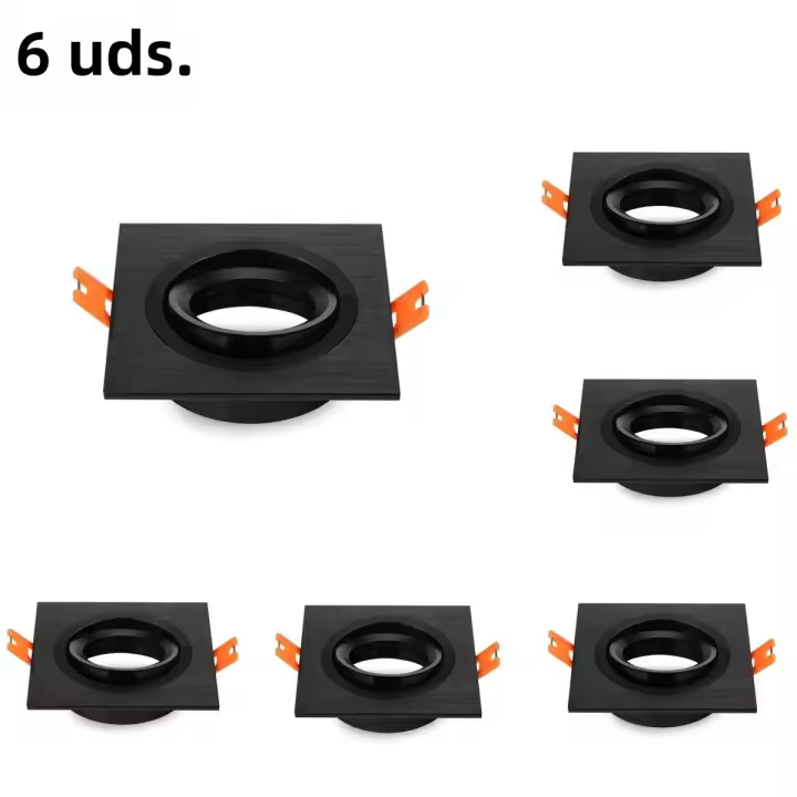 Resaltadores LED Negros De Estilo Cuadrado 6/10pcs Luz Baja Revestida De Aluminio Para Decoración Interior MR16 GU10 Instalación Recuada - 1