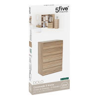 CÓMODA MADERA NATURAL CON 5 CAJONES MARCA FIVE - details 2