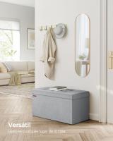 Banco de almacenaje plegable de terciopelo, taburete reposapiés con 2 cajas, 38x76x38 cm, soporta hasta 300 kg, ideal para entrada, sala de estar y dormitorio, disponible en gris paloma, gris pizarra y rosa caramelo - details 1