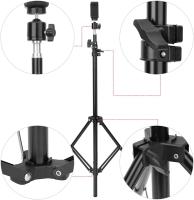 Trípode Soporte de luz, Trípode Soporte con Clip de teléfono móvil, Trípode Ajustable de 67-210 cm, trípode de rotación de 360° de fijación. Soporte Trípode Ajustable Máx Altura 2.1M  con Tornillo de 1/4 de Pulgada para Camara, Reflector, softbox, luz, Pa - details 3