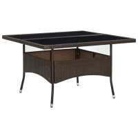 vidaXL Mesa de comedor de jardín ratán sintético madera acacia negra en color Negro y marrón/Negro/Gris y más | estructura resistente ideal para salón dormitorio o estudio - details 3