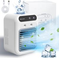 Aire acondicionado portátil, mini aire acondicionado portátil recargable de 25w 2 pulverizadores de aire frío, ventilador de frío personal de 2 velocidades, adecuado para aire acondicionado de habitaciones pequeñas en dormitorios, oficinas y exteriores - details 0