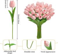 10Pcs Tulipes Artificiales Rosa Falsas Flores PU Toque Real Para Bouquet De Mesa De Oficina Sala De Estar Fiesta Primavera Boda - details 0