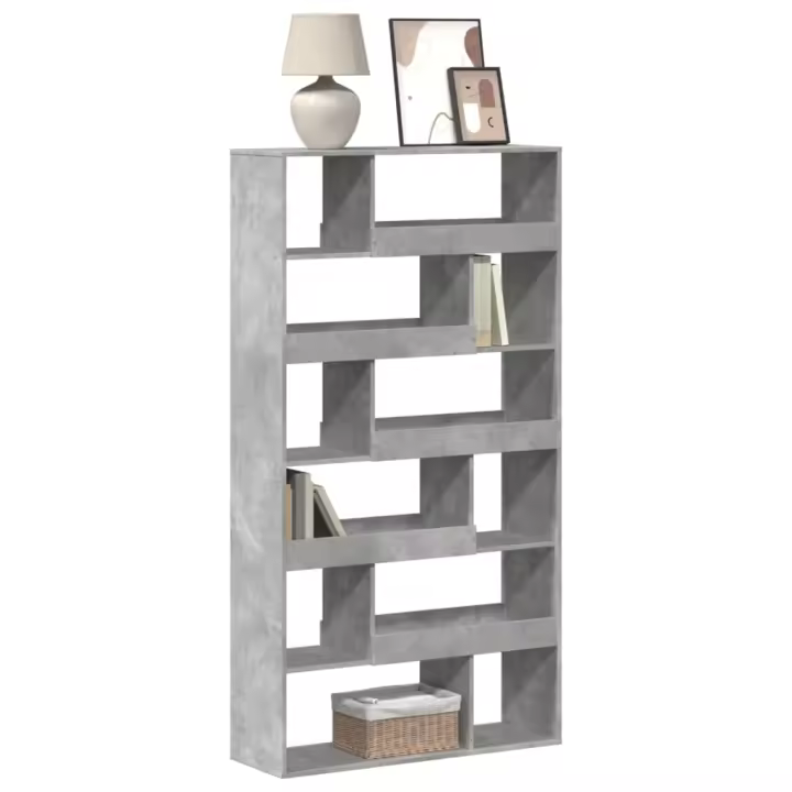vidaXL Estantería de madera de ingeniería negra 100x33x187,5 cm en color Negro/Gris sonoma/Gris hormigón y más | almacenamiento funcional diseño moderno para baño dormitorio sala - 1