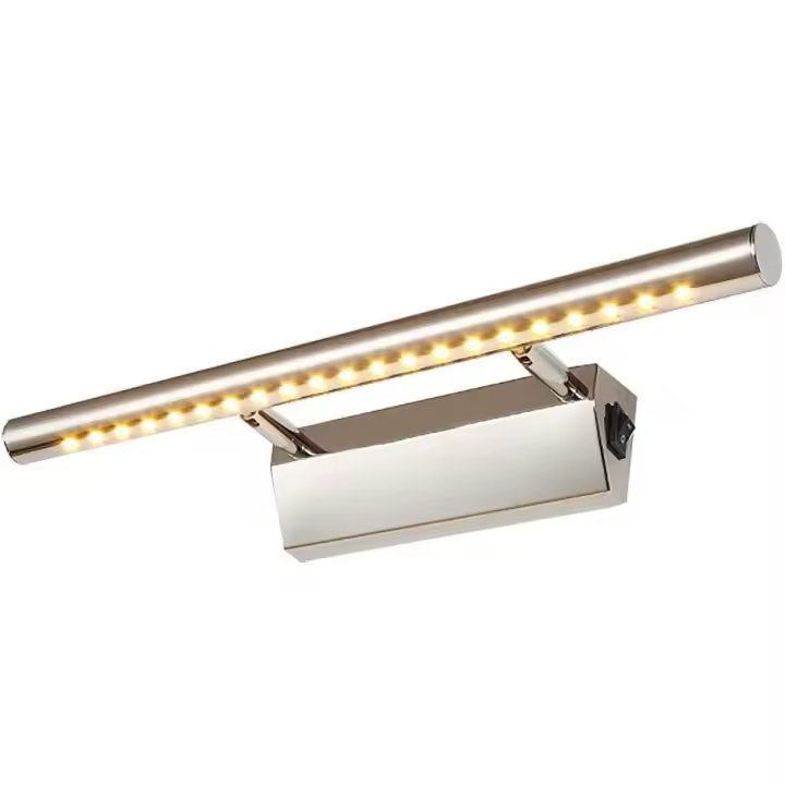 Luz Frontal de Espejo LED 5W - Lámpara de Baño con Interruptor - Iluminación de Maquillaje Impermeable - Aplique de Pared de Acero Inoxidable - Uso Interior - Blanco Cálido - 1